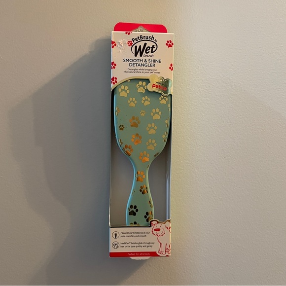NEW Limited Edition Pet Brush Wet Brush Smooth & Shine Detangler Seafoam Paw - Picture 2 of 3